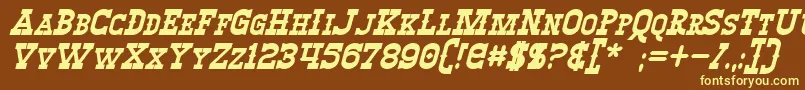 WinslettBoldItalic-fontti – keltaiset fontit ruskealla taustalla