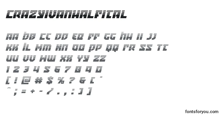 Schriftart Crazyivanhalfital – Alphabet, Zahlen, spezielle Symbole