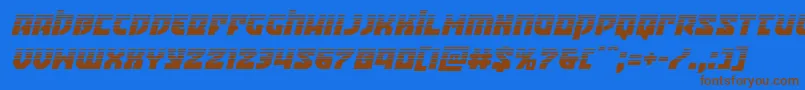 Crazyivanhalfital-Schriftart – Braune Schriften auf blauem Hintergrund