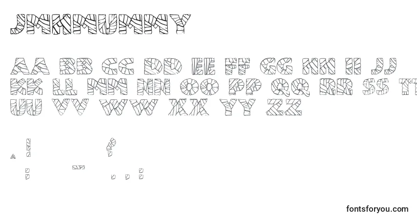 Fuente JmhMummy (31530) - alfabeto, números, caracteres especiales