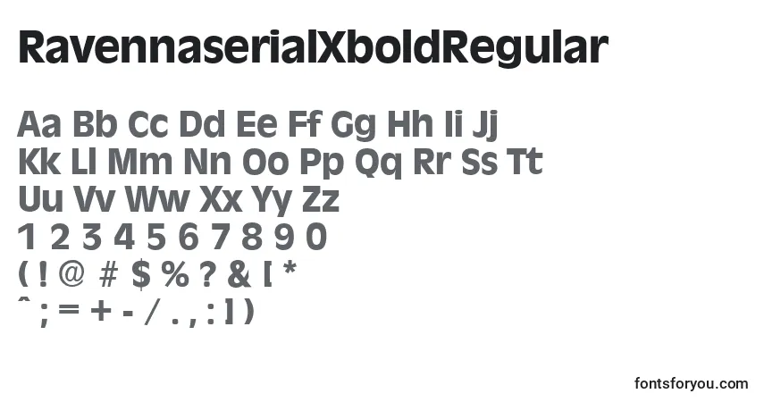 A fonte RavennaserialXboldRegular – alfabeto, números, caracteres especiais