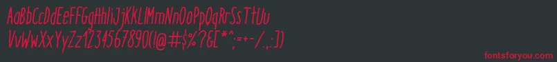 フォントItaloMediumItalic – 黒い背景に赤い文字
