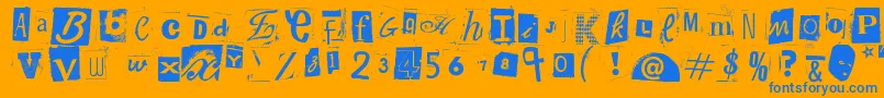 WoodcutterAnonymousPart2 Font – Blue Fonts on Orange Background