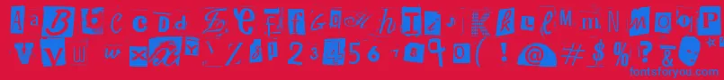 WoodcutterAnonymousPart2 Font – Blue Fonts on Red Background