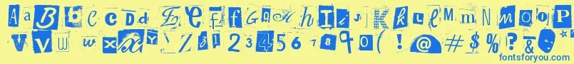 WoodcutterAnonymousPart2 Font – Blue Fonts on Yellow Background