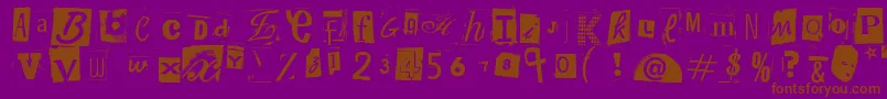 WoodcutterAnonymousPart2-Schriftart – Braune Schriften auf violettem Hintergrund