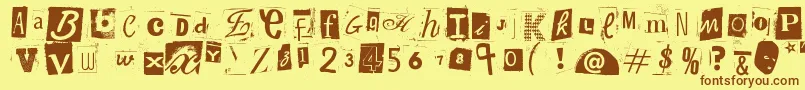 WoodcutterAnonymousPart2 Font – Brown Fonts on Yellow Background