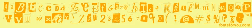 WoodcutterAnonymousPart2 Font – Orange Fonts on Yellow Background
