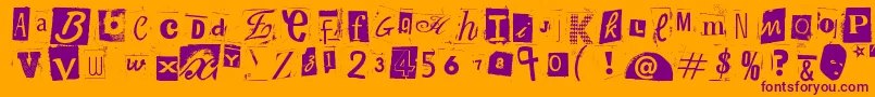 WoodcutterAnonymousPart2 Font – Purple Fonts on Orange Background