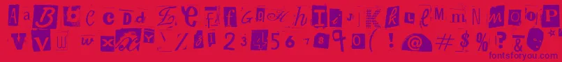 フォントWoodcutterAnonymousPart2 – 赤い背景に紫のフォント
