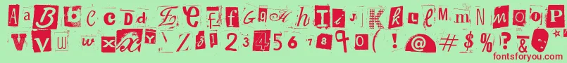 WoodcutterAnonymousPart2-Schriftart – Rote Schriften auf grünem Hintergrund