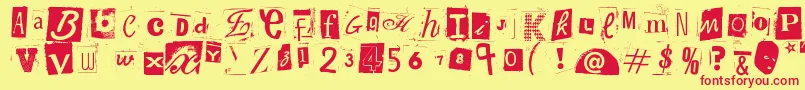 WoodcutterAnonymousPart2 Font – Red Fonts on Yellow Background