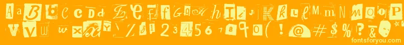 WoodcutterAnonymousPart2 Font – Yellow Fonts on Orange Background