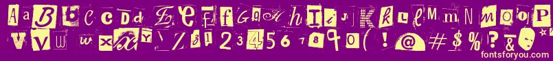 WoodcutterAnonymousPart2-Schriftart – Gelbe Schriften auf violettem Hintergrund