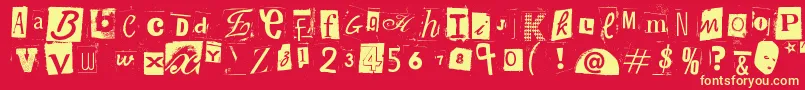 WoodcutterAnonymousPart2-Schriftart – Gelbe Schriften auf rotem Hintergrund