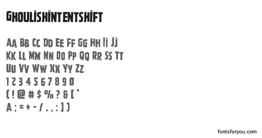 A fonte Ghoulishintentshift – alfabeto, números, caracteres especiais