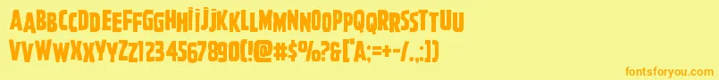 フォントGhoulishintentshift – オレンジの文字が黄色の背景にあります。