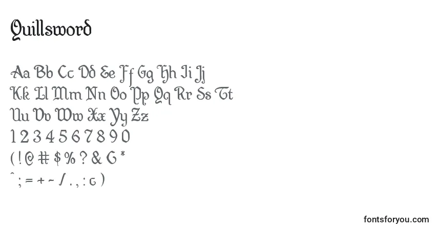 Fuente Quillsword - alfabeto, números, caracteres especiales
