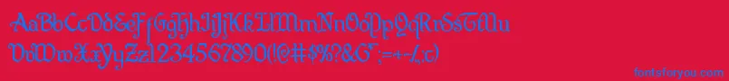 Czcionka Quillsword – niebieskie czcionki na czerwonym tle