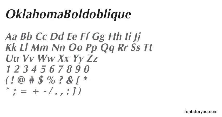 Schriftart OklahomaBoldoblique – Alphabet, Zahlen, spezielle Symbole