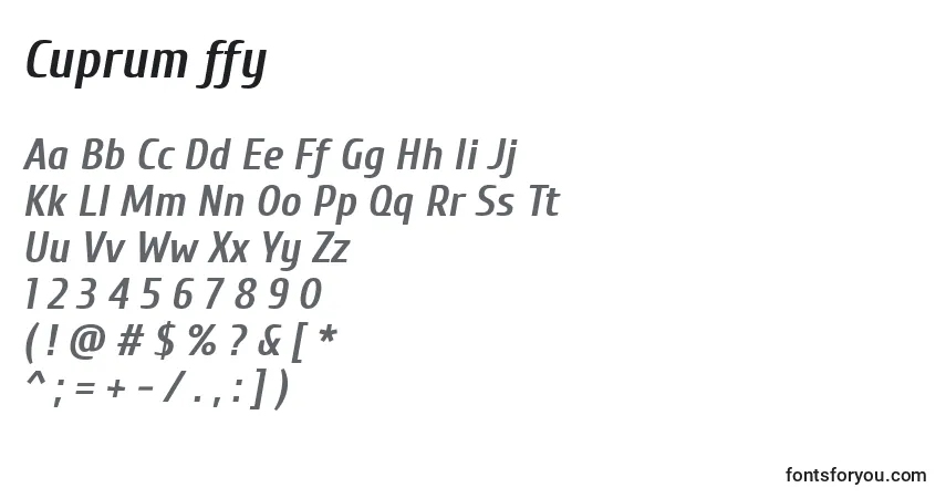 A fonte Cuprum ffy – alfabeto, números, caracteres especiais