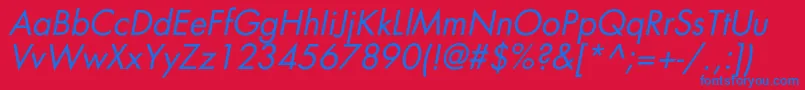 AgfatumcItalic-fontti – siniset fontit punaisella taustalla