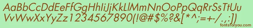 AgfatumcItalic-Schriftart – Braune Schriften auf grünem Hintergrund