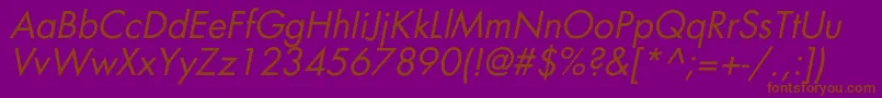 フォントAgfatumcItalic – 紫色の背景に茶色のフォント