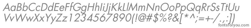 AgfatumcItalic-fontti – harmaat kirjasimet valkoisella taustalla