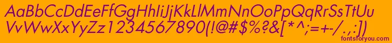 フォントAgfatumcItalic – オレンジの背景に紫のフォント