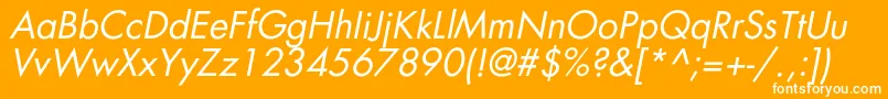 Fonte AgfatumcItalic – fontes brancas em um fundo laranja