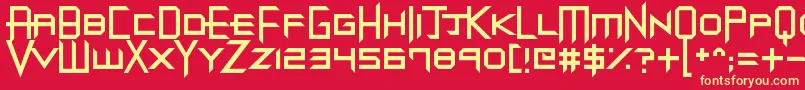 DubstepDungeons-Schriftart – Gelbe Schriften auf rotem Hintergrund