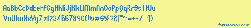 Wazoo Font – Blue Fonts on Yellow Background