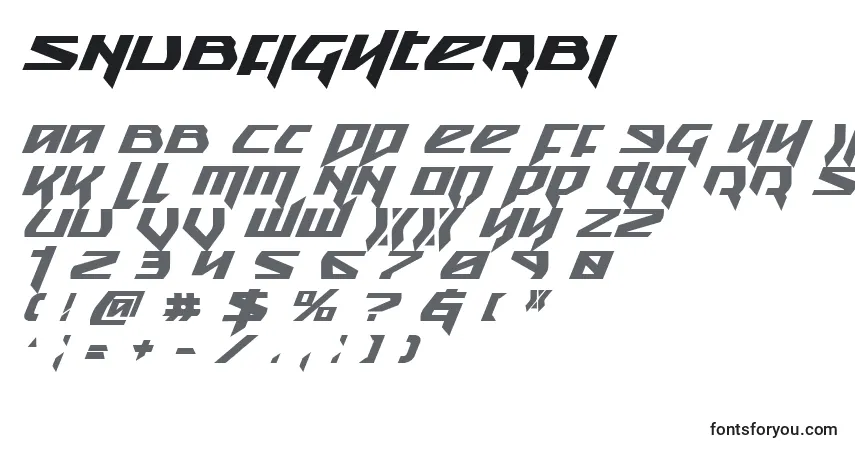 Шрифт Snubfighterbi – алфавит, цифры, специальные символы