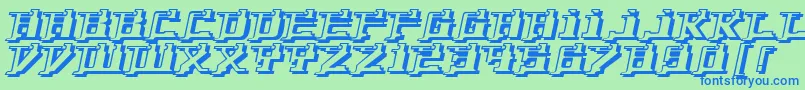 YytriumDioxide-Schriftart – Blaue Schriften auf grünem Hintergrund