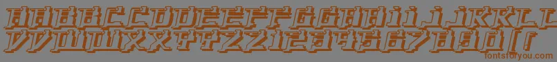 フォントYytriumDioxide – 茶色の文字が灰色の背景にあります。