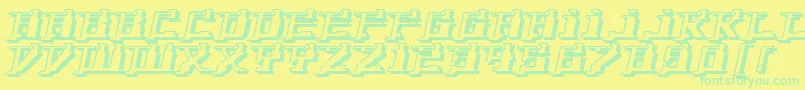 フォントYytriumDioxide – 黄色い背景に緑の文字
