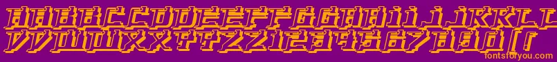 YytriumDioxide-fontti – oranssit fontit violetilla taustalla
