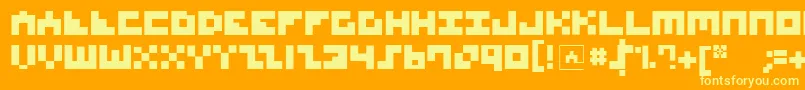 MksquaresBold-fontti – keltaiset fontit oranssilla taustalla