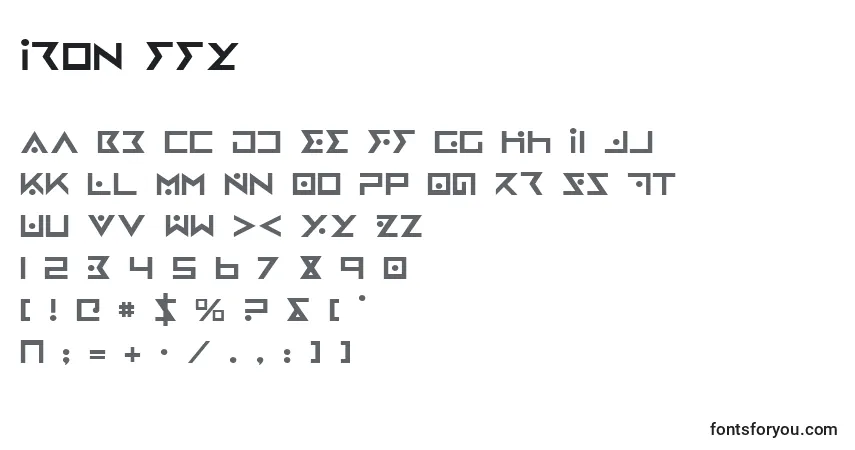 A fonte Iron ffy – alfabeto, números, caracteres especiais