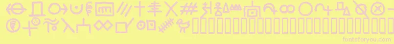 HfHobofontSw Font – Pink Fonts on Yellow Background