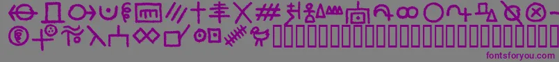 フォントHfHobofontSw – 紫色のフォント、灰色の背景