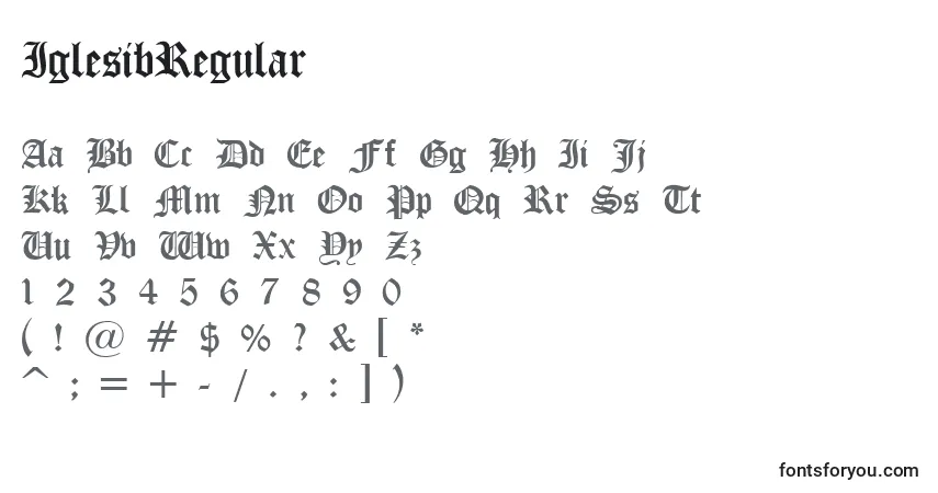 A fonte IglesibRegular – alfabeto, números, caracteres especiais