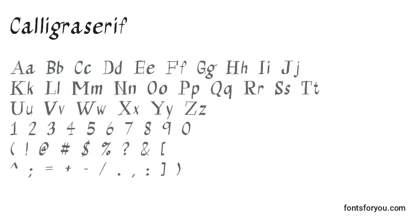 Czcionka Calligraserif – alfabet, cyfry, specjalne znaki