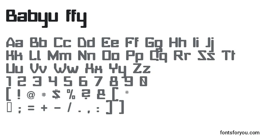 Schriftart Babyu ffy – Alphabet, Zahlen, spezielle Symbole