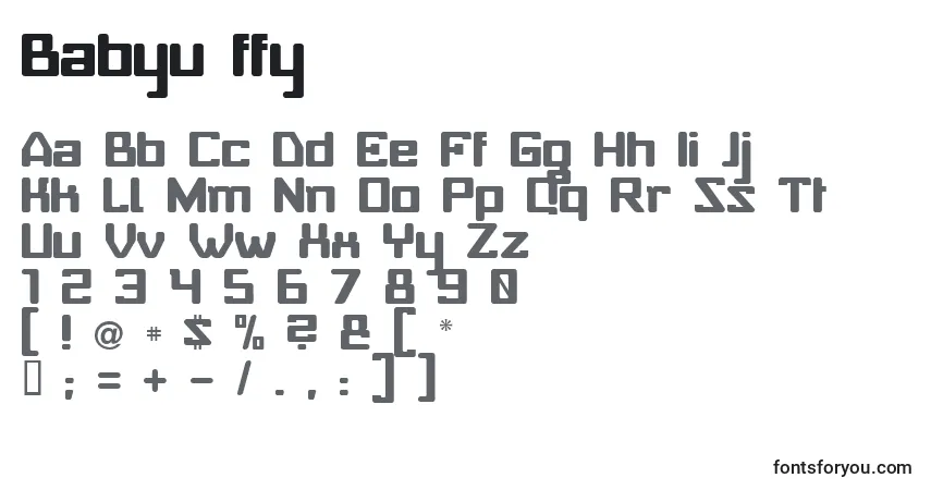 Czcionka Babyu ffy – alfabet, cyfry, specjalne znaki