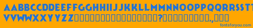 Jerk-Schriftart – Blaue Schriften auf orangefarbenem Hintergrund