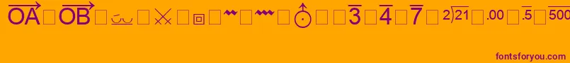 MsReferenceSpecialty-fontti – violetit fontit oranssilla taustalla