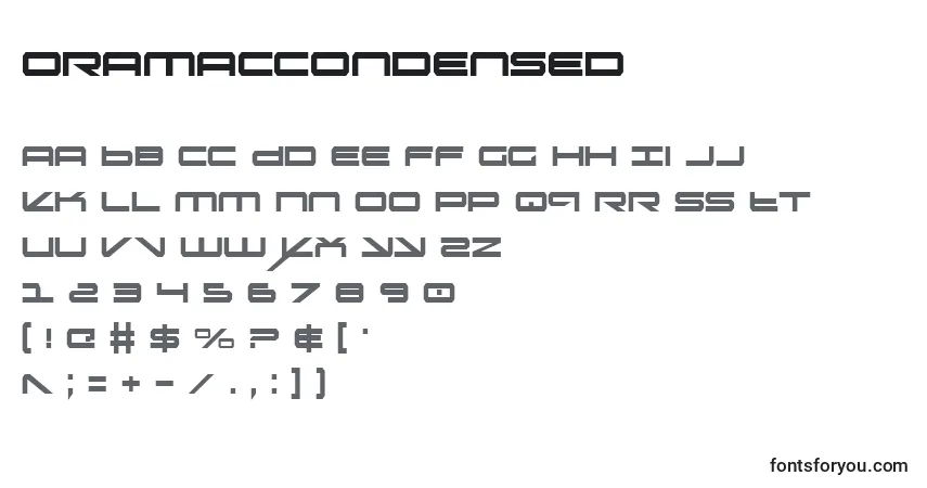 Шрифт OramacCondensed – алфавит, цифры, специальные символы