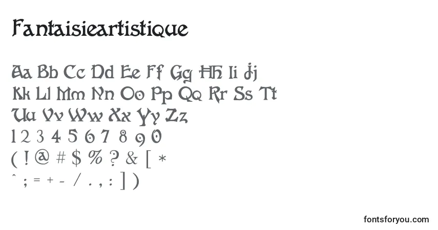 Fantaisieartistique-fontti – aakkoset, numerot, erikoismerkit